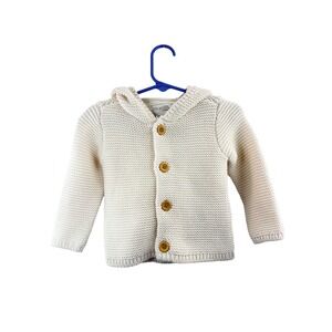 Little Planet by Carters Organic Cotton Hooded Knit Cardigan Ivory 9M Comfy Fall